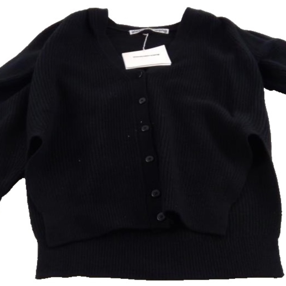 Alexander Wang V Neck Cardigan W/Rib Sleeve Wool Cashmere Blend Oversized XS NWT